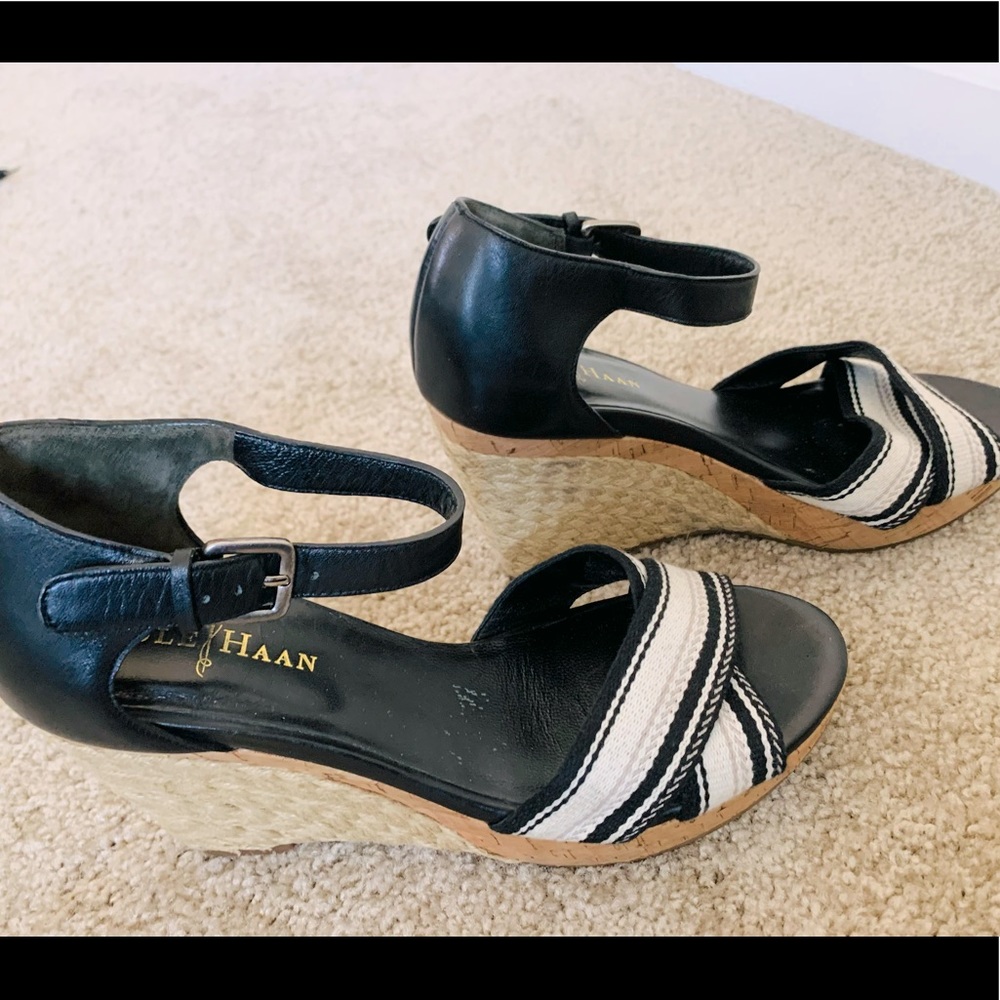 Cole Haan Espadrilles Black and White Stripe 7